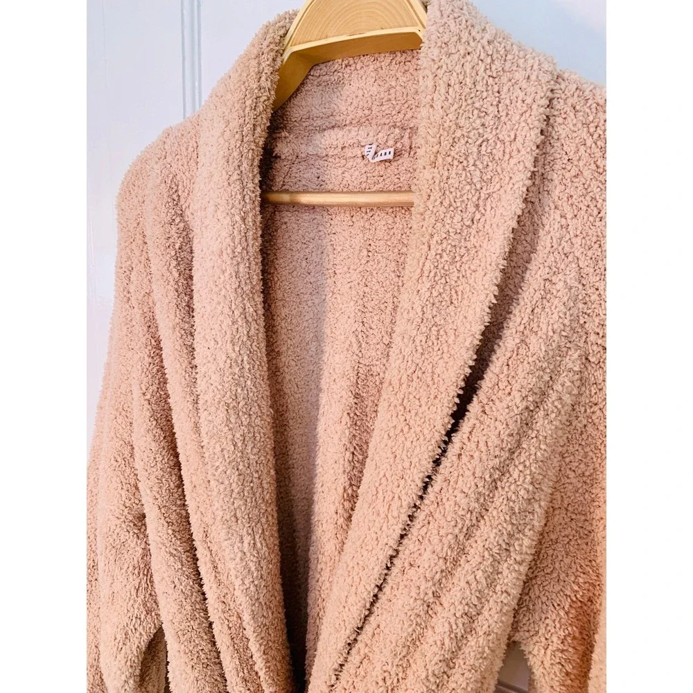 Pottery Barn Teddy Bear Cozy Ribbed Robe Blush‎ Pink Plush Shawl Collar / Medium